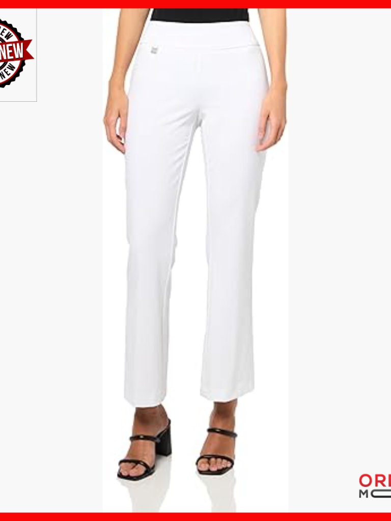 Wide Band Elastic Waist Pull On Flare Leg Pants Tummy Control
